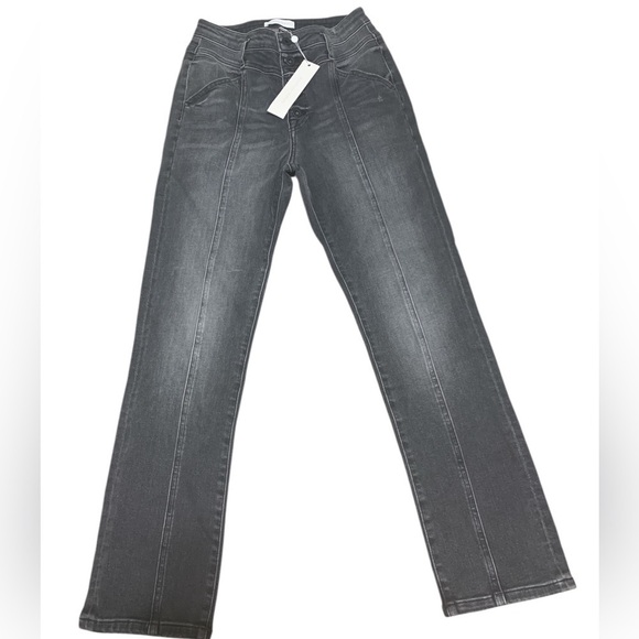 Jonathan Simkhai Button Fly Slim Straight Marley Darted Vintage Noir Jean Sz 27 - Picture 2 of 9